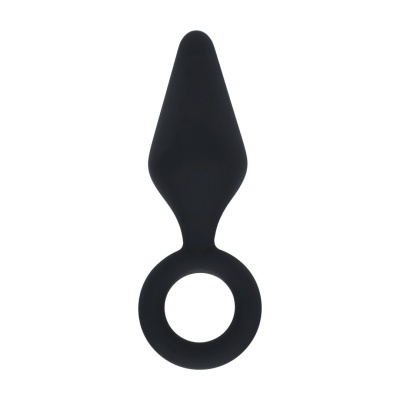 Produto preto em silicone com formato triangular e argola circular