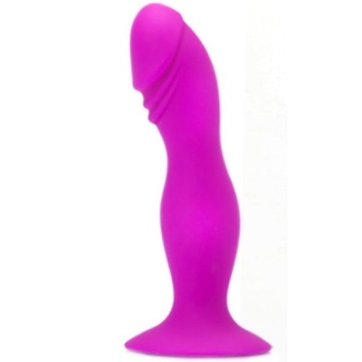 Vibrador cor de rosa em silicone com base larga