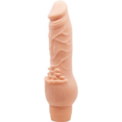 Vibrador de silicone cor de pele com textura realista e base ajustável