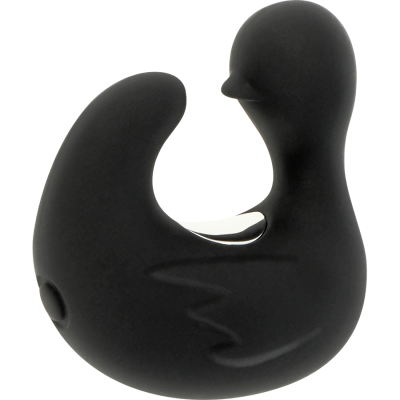 Abridor de garrafas preto em forma de pato com detalhe metálico