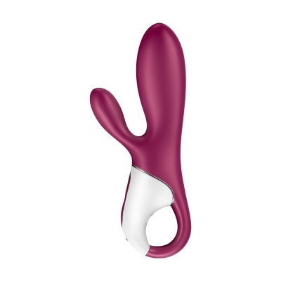 Vibrador silicone rosa escuro com parte inferior branca e detalhe prateado