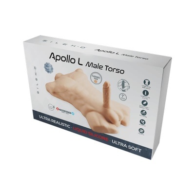 Embalagem de torso masculino Apollo L em silicone líquido cor caramelo