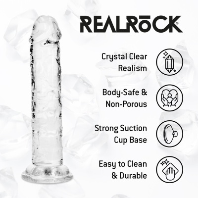 Vibrador transparente em forma de pénis com base de ventosa