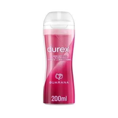 Frasco rosa de massageador e lubrificante Durex Guarana 200ml