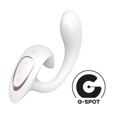 Vibrador branco com controlo e selo G-SPOT