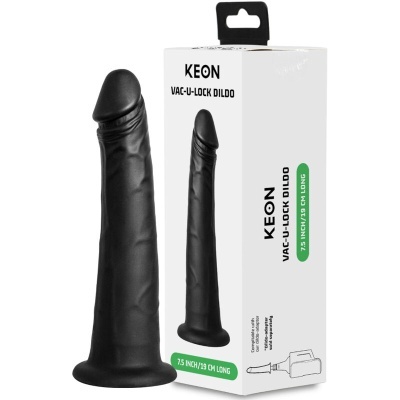 Dildo preto em silicone com embalagem branca KEON
