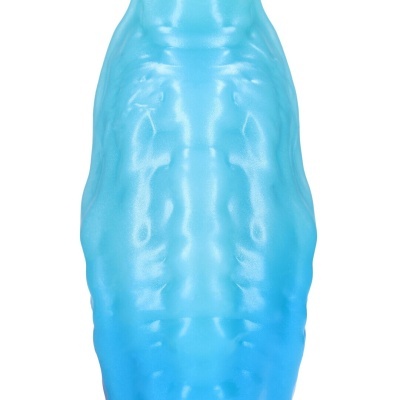 Frasco azul translúcido com textura em relevo