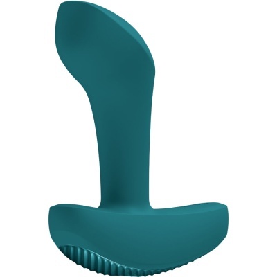 Produto anatómico azul esverdeado em silicone com base larga texturada