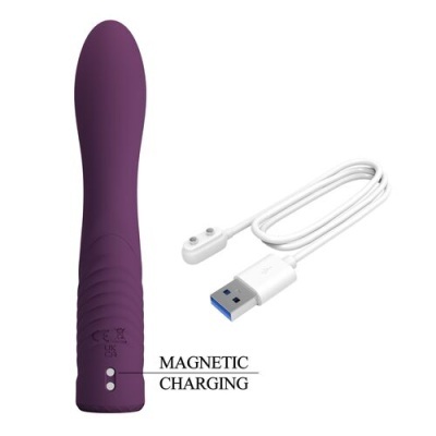 Vibrador roxo com cabo de carregamento USB branco