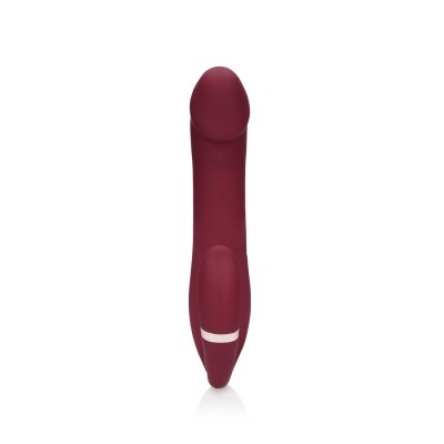 Vibrador vinho em silicone com detalhe metálico prateado