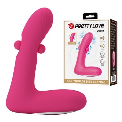 Produto de silicone rosa com design anatómico e embalagem branca Pretty Love Duden