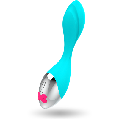 dispositivo vibratório silicone azul com base metálica