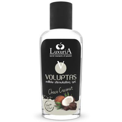 Frasco gel comestível Luxuria Voluptas cheiro Choco Coconut