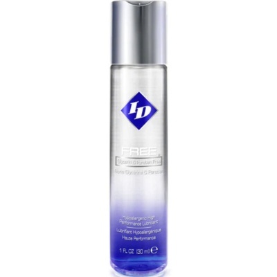 Frasco transparente com tampa prateada de lubrificante ID hipoalergénico 30 ml