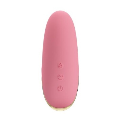 Vibrador cor-de-rosa oval com botões e borda dourada