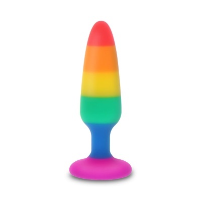Plug anal de silicone com cores do arco-íris