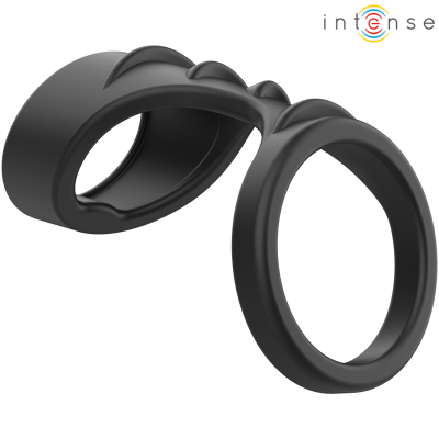 Anel duplo preto de silicone com design texturizado e logo intense