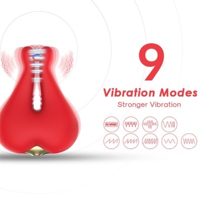 Produto vermelho com 9 modos de vibração e base dourada