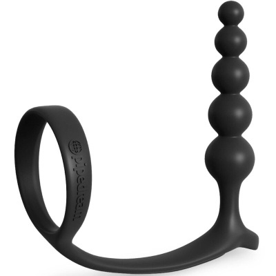 Produto preto em silicone com esferas e base em arco