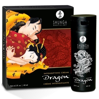 Creme intensificador Dragon Shunga com embalagem ilustrada estilo japonês