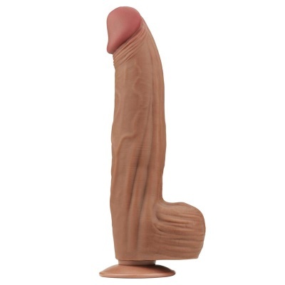 Dildo realístico em silicone cor pele com base de ventosa