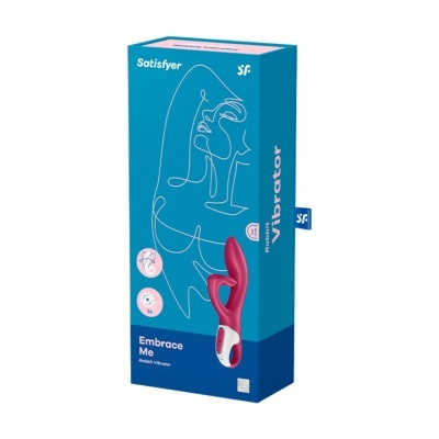 Caixa azul com vibrador rosa e ilustração de rosto feminino em linha contínua