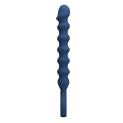 Produto azul escuro ondulado sobre fundo branco