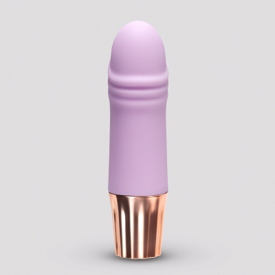 Pincel de maquilhagem com cabo metálico e ponta de silicone cor lavanda