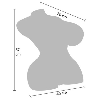 Silhueta cinza de torso feminino com medidas em centímetros