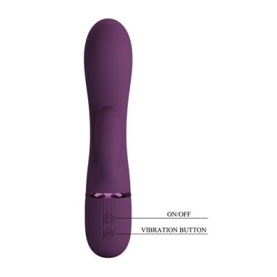 Vibrador roxo com botões ON/OFF e VIBRATION BUTTON