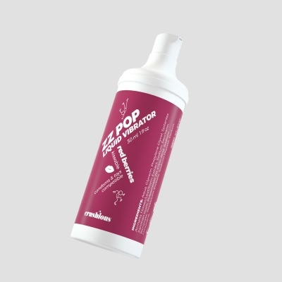 Frasco branco com copa vermelha com texto branco e tampa pump
