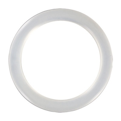 Anel plástico branco transparente circular com superfície lisa