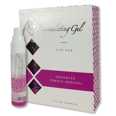 Gel estimulante para mulher com embalagem branca e detalhes em roxo.