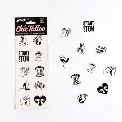Tatuagens temporárias Chic Tattoo Kinky Collection com desenhos a preto e branco