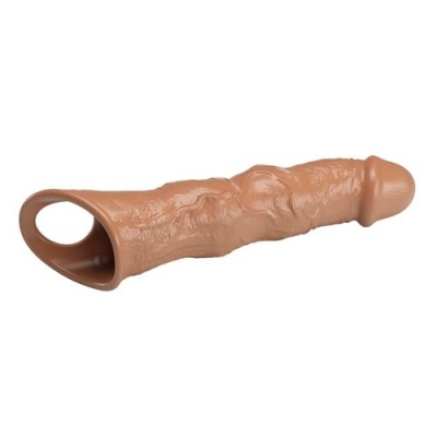 Extensão de silicone para pênis cor pele com anel base