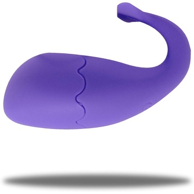 Objeto curvado roxo com ranhura ondulada em fundo branco
