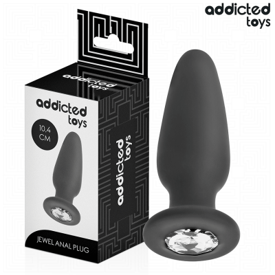 Plug anal preto com base decorada e embalagem
