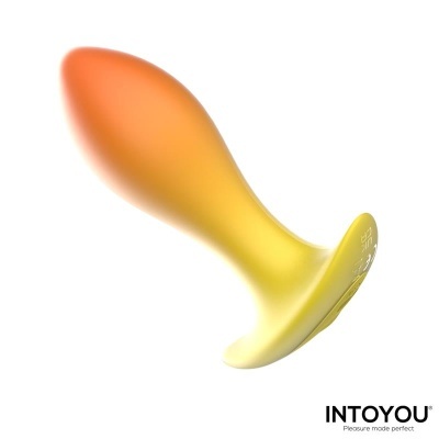 Plug anal em silicone com cores laranja e amarelo