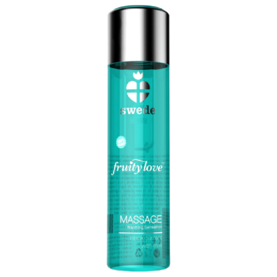 Frasco azul de óleo para massagem Swede fruity love
