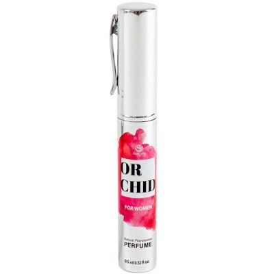 Frasco metálico prateado de perfume ORCHID para mulher