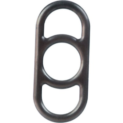 Suporte metálico preto com três aberturas circulares