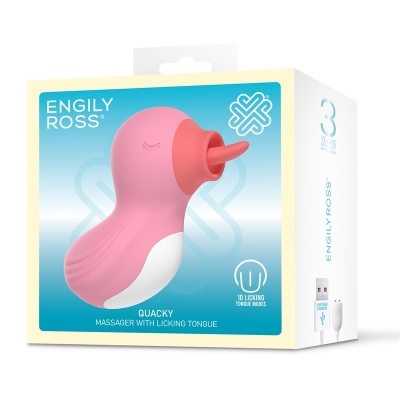 Embalagem de massageador em forma de pato rosa e branco da ENGILY ROSS