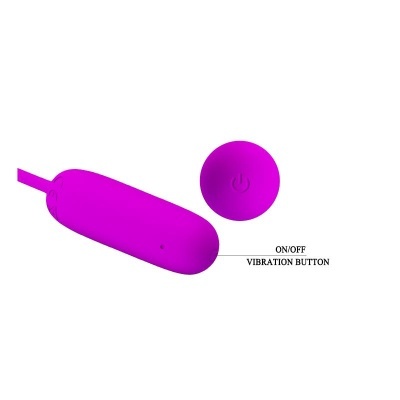 Dispositivo vibratório roxo com botão de ligar/desligar destacado