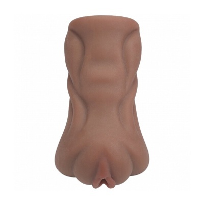 Produto erótico realista castanho com textura suave e contornos anatómicos