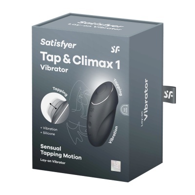Embalagem cinza de vibrador Satisfyer Tap & Climax 1 preto
