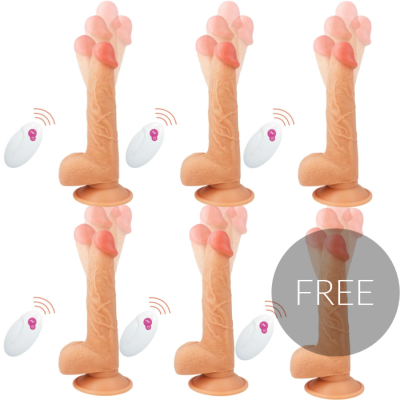 Seis vibradores realistas com controle remoto e selo FREE
