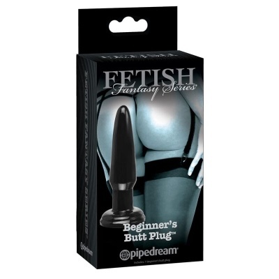 Embalagem preta com plug anal preto e texto FETISH Fantasy Series
