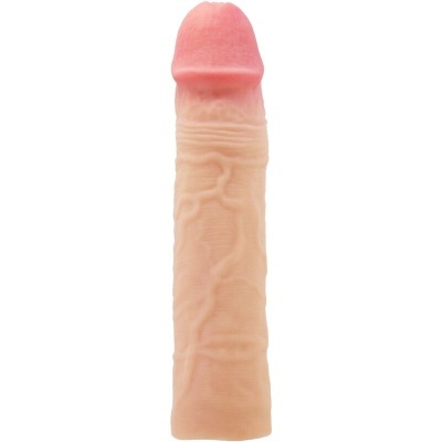 Dildo realista em silicone rosa e pele claro com veias