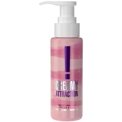 Frasco de creme hidratante rosa com tampa de bomba branca