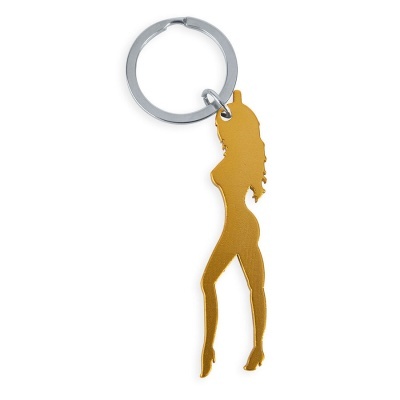 Porta-chaves com pendente silhueta feminina dourada